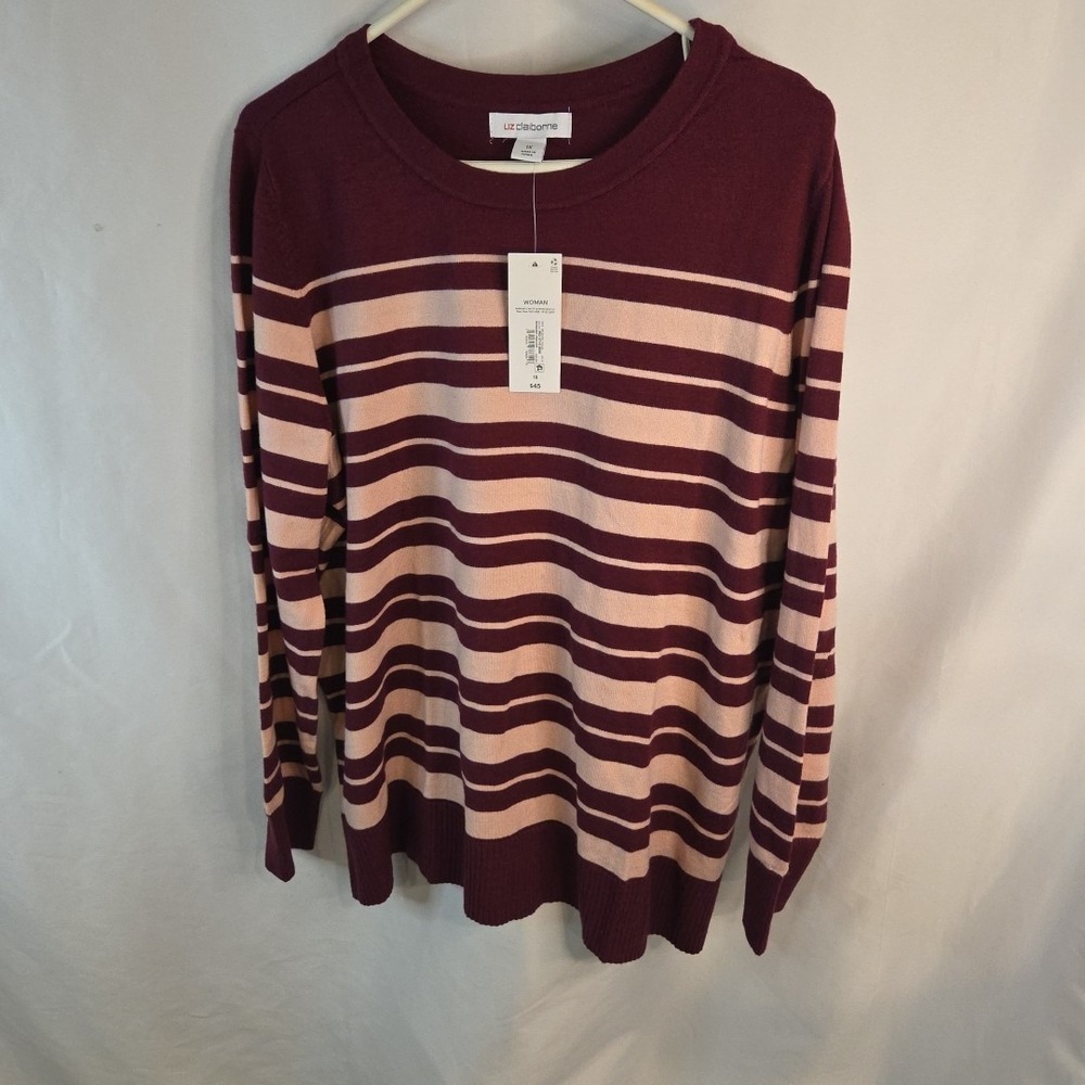 NWT Women's Liz Claiborne Magenta Long Sleeve Sweater Size 1X
